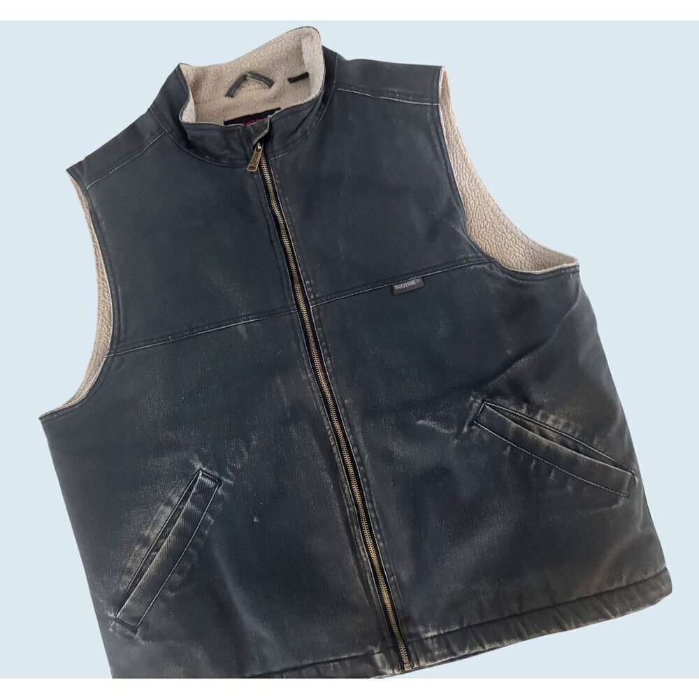 WOLVERINE Workwear Sherpa Lined Grey Brown Vest Size XL